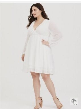 Like new! Torrid 2 Swiss Dot White Flowy Dress